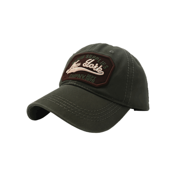 Green Embroidered Curve Cap
