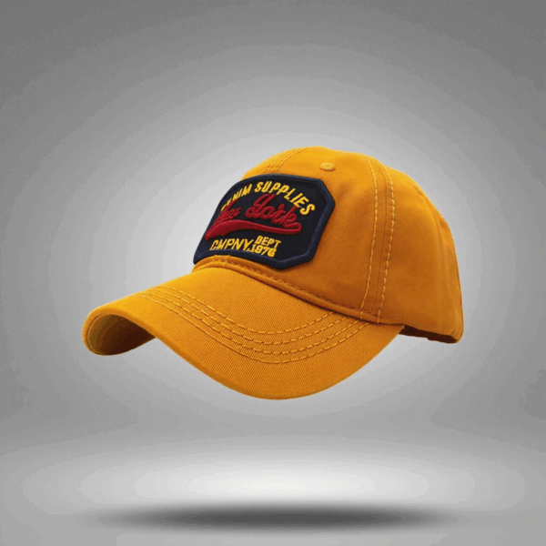 Mustard Embroidered Curve Cap - Image 3